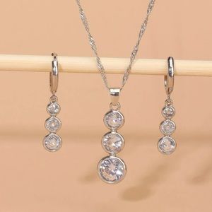 ❤️Round Cubic Zirconia Necklace and Earring Set
